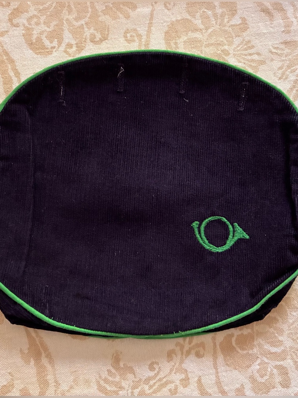 New Bermuda Bag Cover Navy Corduroy Embroidered Horn Bouchever 4 Button Vintage